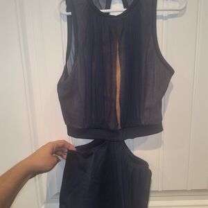 Sheer Black Sleeveless Top and Skirt Set